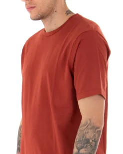 T-shirt Uomo Basic Tinta Unita Mattone Manica Corta Girocollo Casual GIOSAL-TS2909A