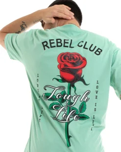 T-Shirt Uomo Con Stampa Maglia Manica Corta Girocollo Cotone Verde Acqua GIOSAL - TS2906A