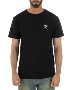 T-shirt uomo cotone logata regular fit basic nero BERNA M-261062