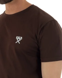 T-shirt uomo cotone logata regular fit basic marrone BERNA M-261062