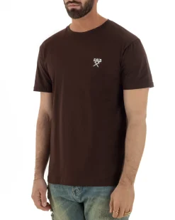 T-shirt uomo cotone logata regular fit basic marrone BERNA M-261062