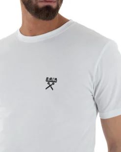 T-shirt uomo cotone logata regular fit basic bianco BERNA M-261062