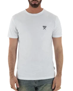 T-shirt uomo cotone logata regular fit basic bianco BERNA M-261062