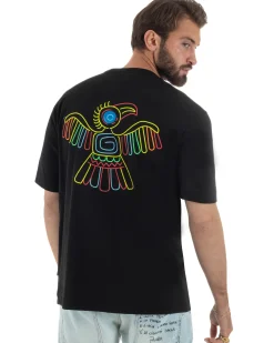 T-shirt uomo cotone stampa aquila atzeca nero BERNA M-261078