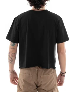 T-shirt Uomo Cropped Boxy Fit Corta Taglio Vivo Nero TS2854A