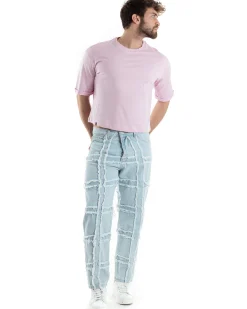 T-shirt Uomo Cropped Corta Boxy Fit Tinta Unita Rosa TS3003A