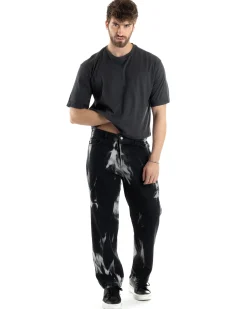 T-shirt Uomo Cropped Corta Boxy Fit Tinta Unita Piombo TS3005A