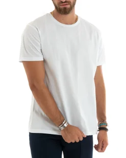 T-shirt uomo filo di scozia basic leggera bianco GIOSAL-TS2976A