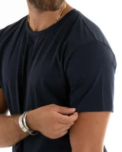 T-shirt Uomo Filo Di Scozia Basic Leggera Blu TS2977A