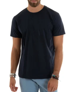 T-shirt Uomo Filo Di Scozia Basic Leggera Blu TS2977A
