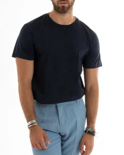 T-shirt Uomo Filo Di Scozia Basic Leggera Blu TS2977A