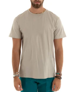 T-shirt Uomo Filo Di Scozia Basic Leggera Beige TS2978A