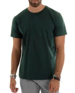 T-shirt Uomo Filo Di Scozia Basic Tinta Unita Verde TS3188A