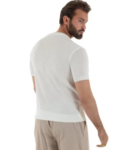 T-shirt uomo filo maglia scollo v serafino sottogiacca leggera bianco GIOSAL-TS3222A