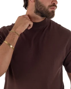 T-shirt uomo filo mezzocollo gola alta maglia basic sottogiacca marrone GIOSAL-TS3313A