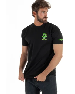 T-shirt uomo girocollo basic con ricamo Mojito Addicted leggera nero SUPERCULTURE-A1843