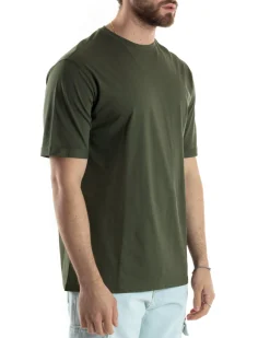 T-shirt Uomo Girocollo Basic Regular Fit Tinta Unita Verde TS3060A