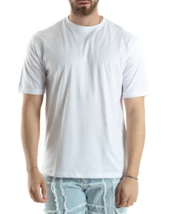 T-shirt Uomo Girocollo Basic Regular Fit Tinta Unita Bianco TS3057A