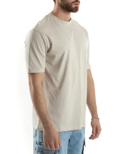 T-shirt Uomo Girocollo Basic Regular Fit Tinta Unita Beige TS3061A