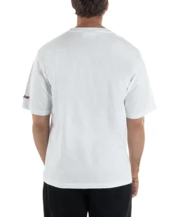 T-shirt uomo girocollo boxy fit stampa basic bianco SUPERCULTURE-A1951