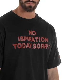 T-shirt uomo girocollo boxy fit stampa basic nero SUPERCULTURE-A1951