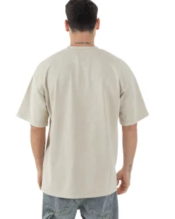 T-shirt Uomo Girocollo Cotone Slavato Maglia Mezze Maniche Tie Dye Basic Oversize Casual Tinta Unita Beige GIOSAL-TS3091A
