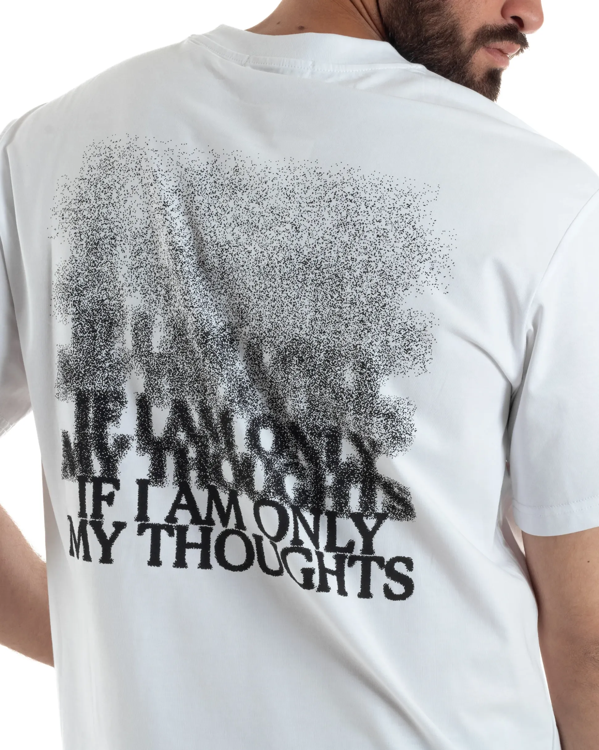 T-shirt uomo girocollo cotone ricamo stampa basic bianco GIOSAL-TS3265A