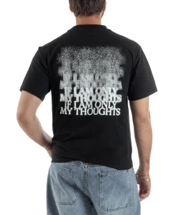 T-shirt uomo girocollo cotone ricamo stampa basic nero GIOSAL-TS3264A