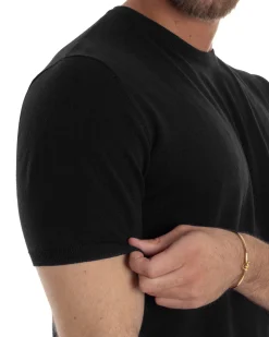 T-Shirt Uomo Girocollo Filo Maglia Sottogiacca Casual Nero TS3153A