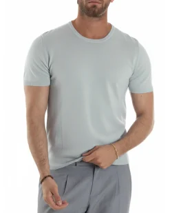 T-shirt uomo girocollo filo maglia sottogiacca casual ghiaccio GIOSAL-TS3202A
