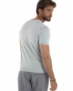 T-shirt uomo girocollo filo maglia sottogiacca casual ghiaccio GIOSAL-TS3202A