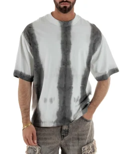 T-shirt uomo girocollo oversize fantasia tie-dye bianco GIOSAL-TS3262A
