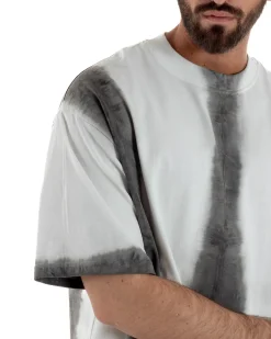 T-shirt uomo girocollo oversize fantasia tie-dye bianco GIOSAL-TS3262A