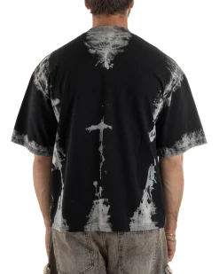 T-shirt uomo girocollo oversize fantasia tie-dye nero GIOSAL-TS3261A