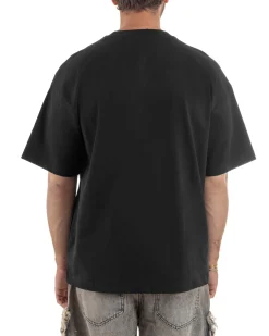T-shirt uomo girocollo oversize borchie basic nero GIOSAL-TS3260A