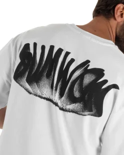 T-shirt uomo girocollo oversize streetwear con stampa posteriore bianco GIOSAL-TS3301A