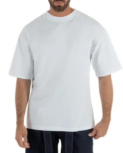 T-shirt uomo girocollo oversize streetwear stampa bianco GIOSAL-TS3296A