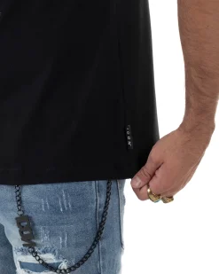 T-shirt Uomo Girocollo Regular Fit Stampa Basic Nero ICON ICUF2W6T002