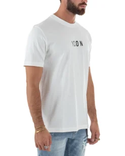T-shirt Uomo Girocollo Regular Fit Stampa Basic Bianco ICON ICUF2W6T002