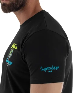 T-shirt uomo girocollo ricamo stampa gin tonic basic nero SUPERCULTURE-A1839