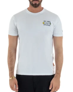 T-shirt uomo girocollo ricamo pac man loves basic bianco SUPERCULTURE-A1985