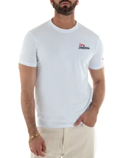 T-shirt uomo girocollo ricamo stampa santorini basic bianco SUPERCULTURE-A1831