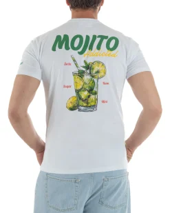 T-shirt uomo girocollo ricamo stampa mojito basic bianco SUPERCULTURE-A1903