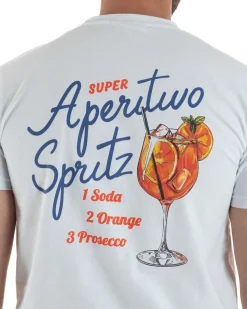 T-shirt uomo girocollo ricamo stampa spritz basic bianco SUPERCULTURE-A1901