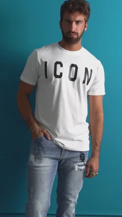 T-shirt Uomo Girocollo Stampa Basic Regular Fit Nero ICON ICUF2W6T001