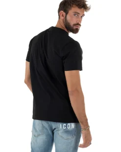 T-shirt Uomo Girocollo Stampa Basic Regular Fit Nero ICON ICUF2W6T001