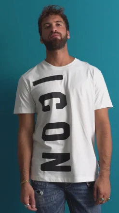 T-shirt Uomo Girocollo Stampa Basic Nero ICON ICUF2W6T004
