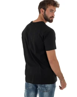 T-shirt Uomo Girocollo Stampa Basic Nero ICON ICUF2W6T004
