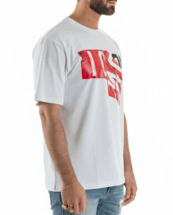 T-shirt uomo girocollo stampa basic bianco ICON IUT012