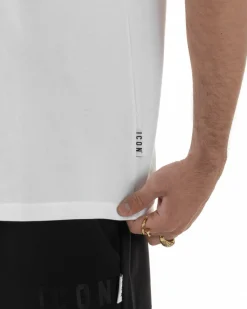 T-shirt uomo girocollo stampa pupazzo basic bianco ICON IUT026